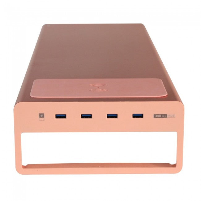 JDS USB 3.0及無線充電鋁合金電腦座枱架 (粉紅色)